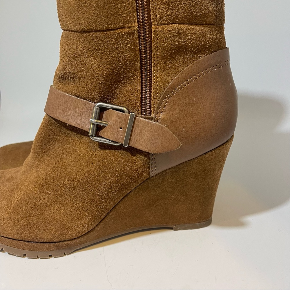 Dolve Vita Pistal Rust Suede Shearling Wedges Brown size 8.5 - Picture 2 of 7